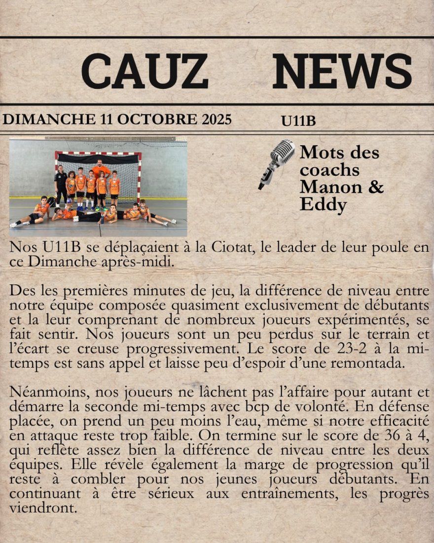 Le mot des Coachs - week end du 11/12 octobre