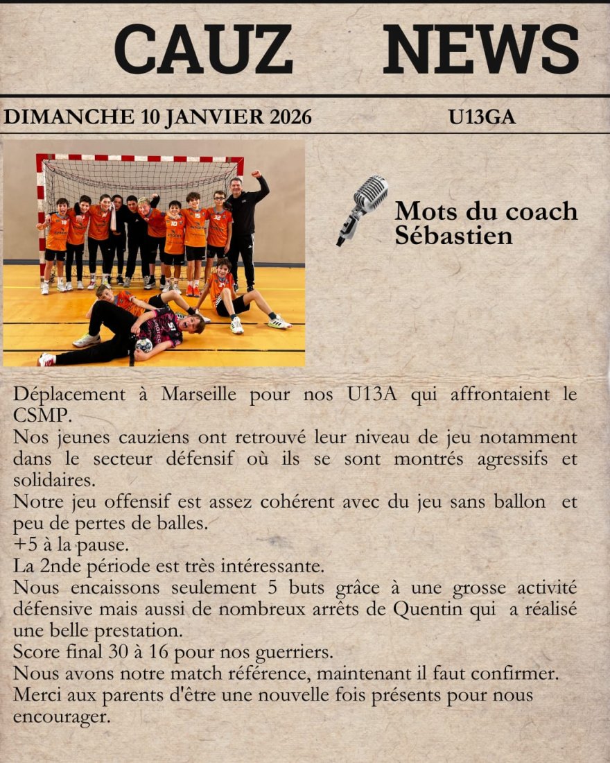 Le mot des Coachs- week end du 10/11 janvier 2026