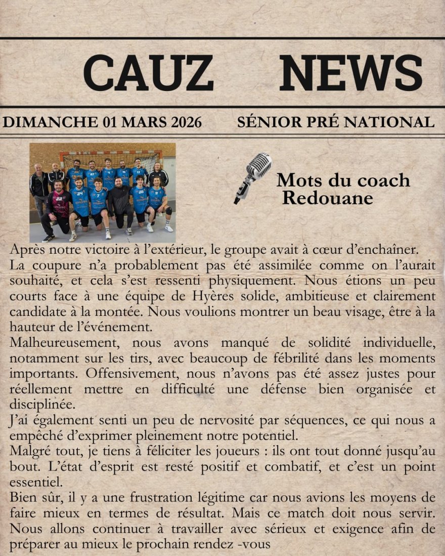 Le mot des Coachs- 1er mars