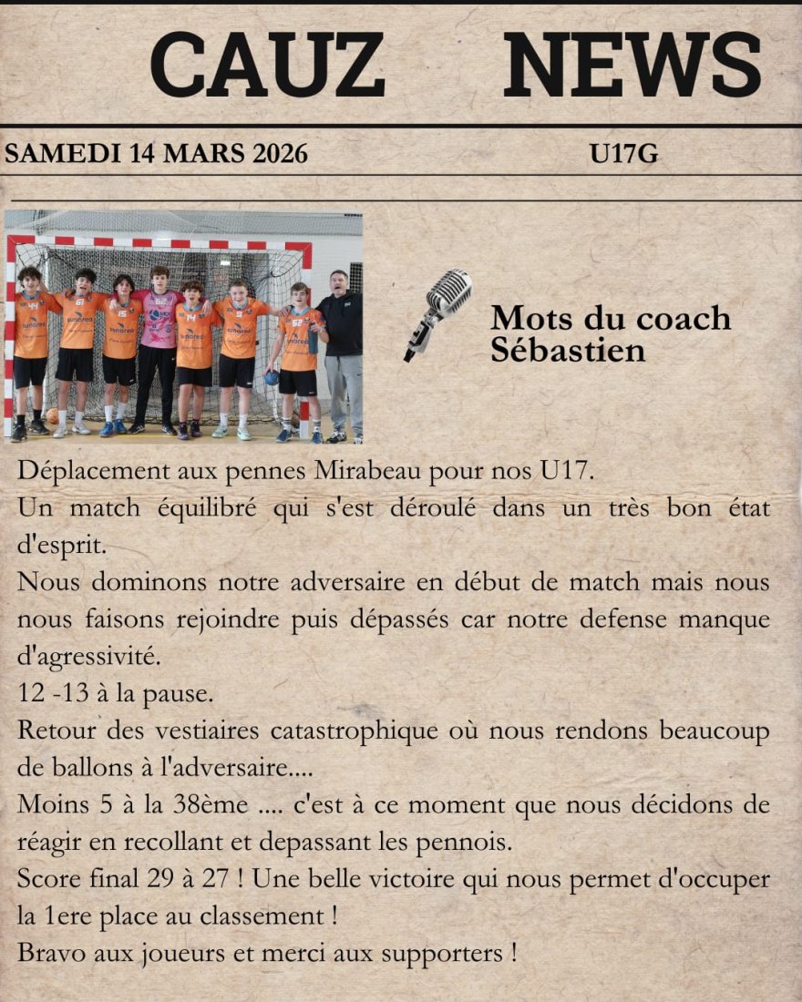 Le mot des Coachs- 14/15 mars