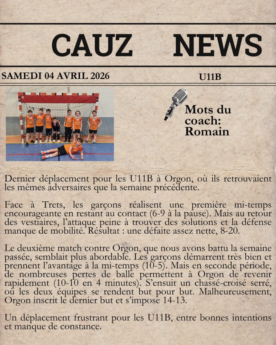 Le mot des Coachs- 4/5 avril