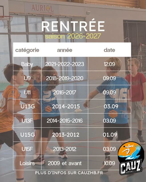 REPRISE DES ENTRAINEMENTS SEPTEMBRE 2026