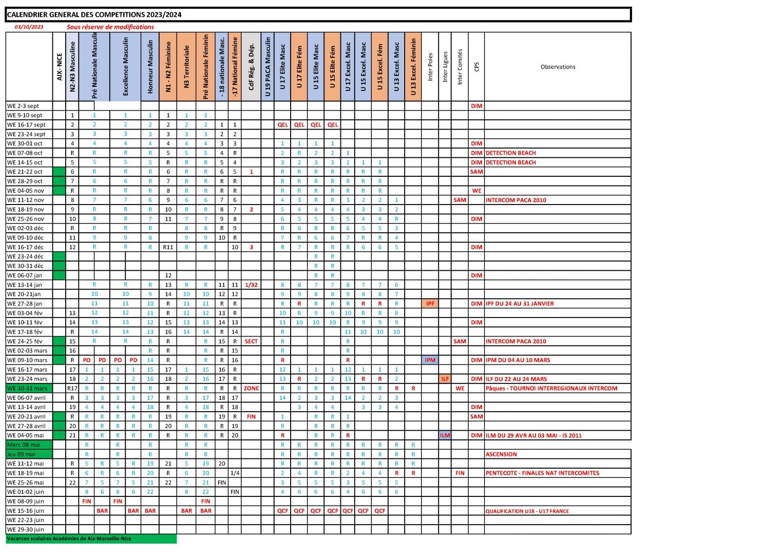 Calendrier Sportif 2023_2024 V4 Ligue 231003 Calendrier Sportif 2023_2024 V4 Ligue 231003